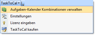 TaskToCal Symbolleiste